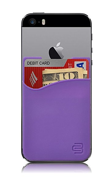 CardBuddy Stick On Card Holder Wallet, Credit Card Phone Wallet Case for any iPhone or Android (Purple)
