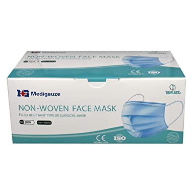 Triplast Disposable Face Masks | Pack of 50 | Medical Type IIR Surgical Grade
