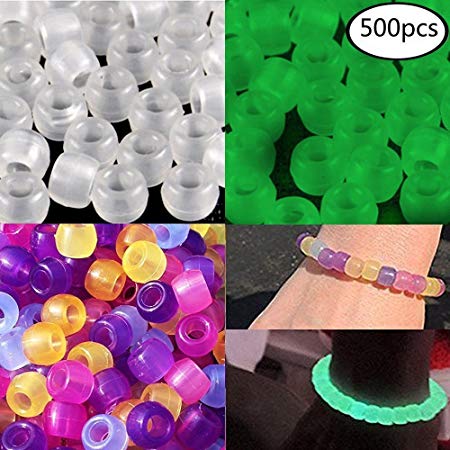 JPSOR 500 Pcs Uv Beads Multi Color Changing Reactive Plastic Beads - Also Glows in the Dark (Glows in the Dark)