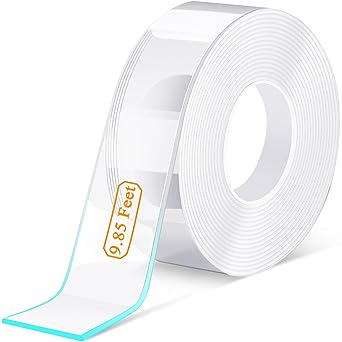 Double Sided Tape Heavy Duty, 3.3FT 9.85FT 16.5FT Extra Large Nano Double Sided Adhesive tape, Clear & Tough, Multipurpose Picture Hanging Strips Adhesive Poster Tape Decor Carpet Tape (9.84 Feet)