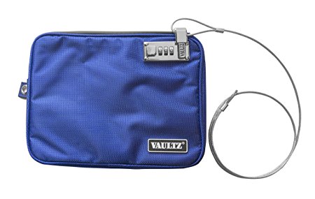 Vaultz Locking Pool Pouch with Tether, Medium, 7.5 x 9 Inches, Blue (VZ00724)