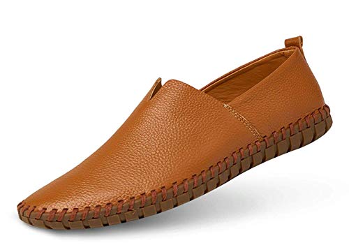 JIYE Men's Genuine Leather Loafer Shoes Slip On Soft Walking Driving Shoes