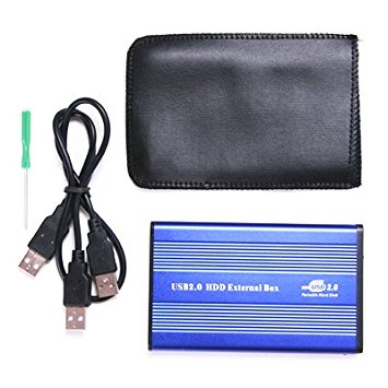 USB 2.0 to IDE/PATA 2.5" Hard Disk Drive HDD Aluminum External Case Enclosure 500GB Max Capacity, Blue
