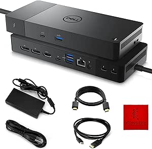 WD22TB4 DELL Thunderbolt 4 Dock - 1 Year Warranty - Dell Docking Station USB C with 180W AC Adapter, HDMI & DisplayPort Cable - Dell Laptop Docking Station (RENEWED)