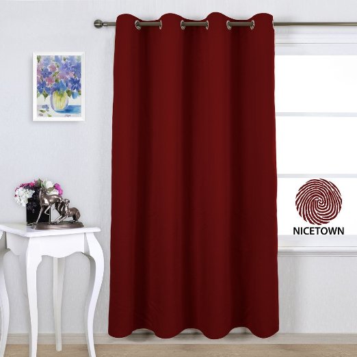 Nicetown Window Treatment Thermal Insulated Solid Blackout Panel Curtain / Drape (1 Panel,52 x 95 Inch Long,Burgundy Red)