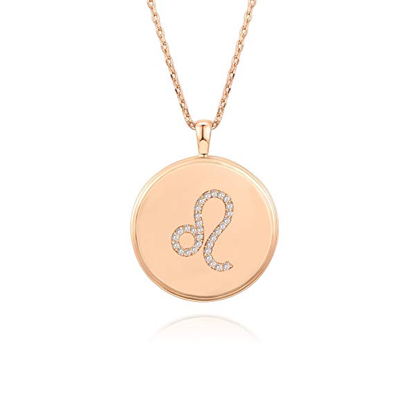 PAVOI 14K Gold Plated Astrology Constellation Horoscope Zodiac Disc Necklace 18"   2" Extension