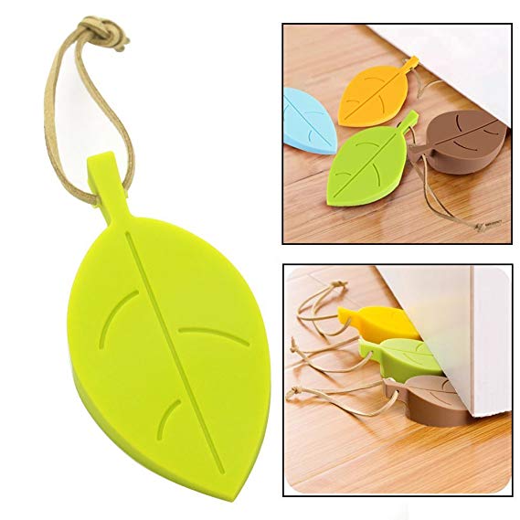 Stanaway® Rubber Leaf Door Stopper 4 Pcs Colorful Soft Silicone Door Stops Durable Leaf Stylish Door Stop Design for Finger Protector and Keeps Door Securely Open (coloful)