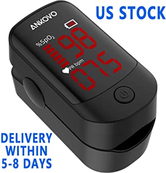 Pulse Oximeter Fingertip, Blood Oxygen Saturation Monitor for Pulse Rate and SpO2 Level, Portable Pulse Oximeter with Large LED Display, Batteries and Lanyard Included