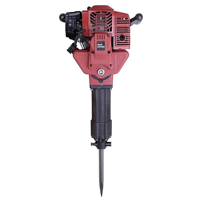 Gas Powered Demolition Jack Hammer One Man Earth Drill with Point and Flat Chisel, Punch Single Cylinder, Gloves, Air Cooling