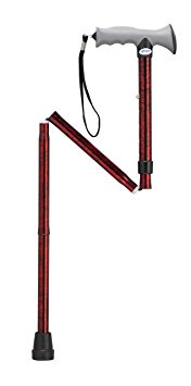 Drive Medical Adjustable Lightweight Folding Cane with Gel Hand Grip, Red Crackle