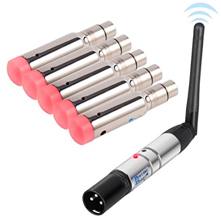Donner 6pcs DMX512 DMX Dfi DJ 2.4G Wireless 1 Transmitter& 5 Receiver with Built-in Battery Stage Lighting Control