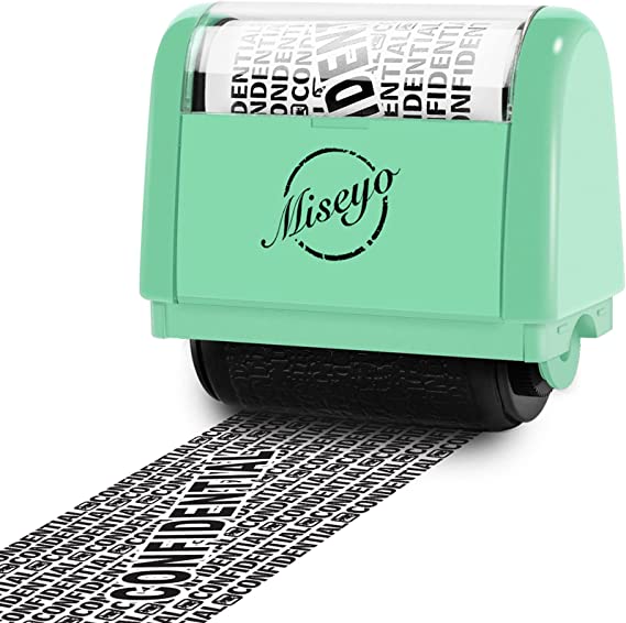 Miseyo Wide Roller Stamp Identity Theft Stamp 1.5 Inch Perfect for Privacy Protection - Green