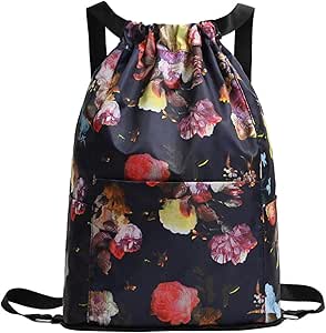 Drawstring Foldable Large Capacity Dry-wet Separation Travel Sports Backpack, Drawstring Backpack Gym Bag for Women Men (D)