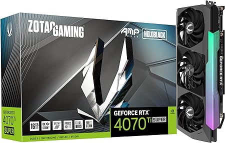 ZOTAC Gaming GeForce RTX 4070 Ti Super AMP Holo DLSS 3 16GB GDDR6X 256-bit 21 Gbps PCIE 4.0 Gaming Graphics Card, IceStorm 2.0 Advanced Cooling, Spectra 2.0 ARGB Lighting, ZT-D40730F-10P