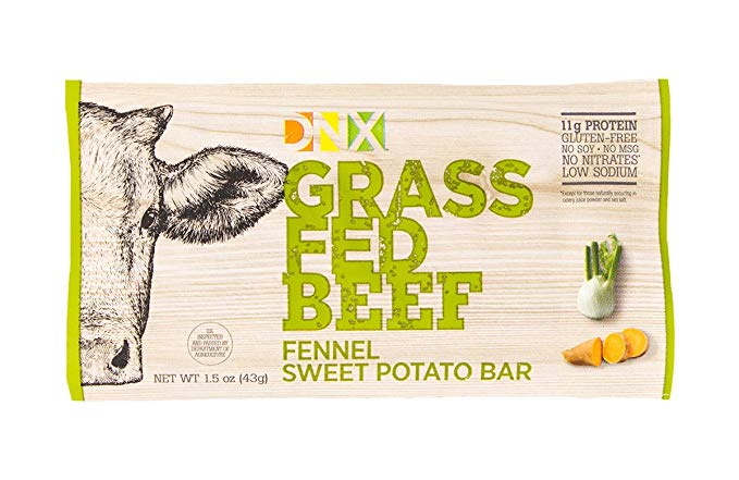 DNX Bar-Grass Fed Beef Paleo Protein Bar Whole30 Approved - Fennel Sweet Potato - Organic Fruits and Veggies, Gluten Free, Non-GMO, No Dairy, Paleo Meat Bar with a Truly Epic Taste (8 Bars)