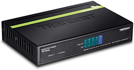 TRENDnet 5-Port Gigabit PoE  Switch, 31 W PoE Budget, 10 Gbps Switching Capacity, Data & Power Through Ethernet To PoE Access Points And IP Cameras, Full & Half Duplex, Black, TPE-TG50g