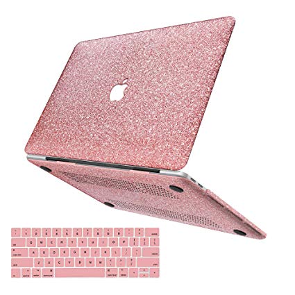 MacBook Pro 13 Case 2018 2017 2016 Release A1989/A1706/A1708,Anban Glitter Bling Smooth Shell Slim Snap On Case with Keyboard Cover Compatible for Newest Mac Pro 13 with/Without Touch Bar,Rose Gold