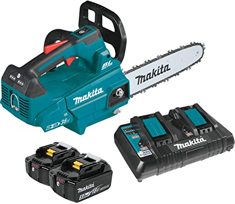 Makita XCU08PT Lithium-Ion Brushless Cordless (5.0Ah) 18V X2 (36V) LXT 14" Top Handle Chain Saw Kit, Teal