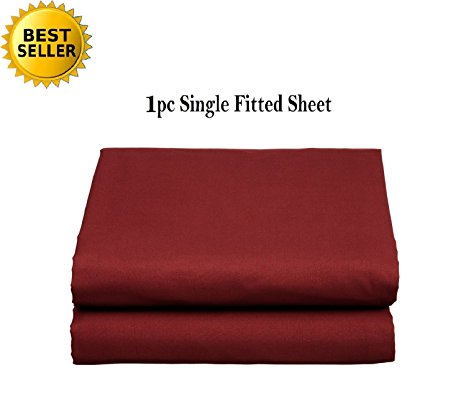 Elegant Comfort® Luxury Ultra Soft Single Fitted Sheet High Quality Special Treatment Construction Deep Pocket up to 16" - Queen, Burgundy