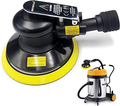 MOMODA Professional Air Random Orbital Sander, 6 inch Dual Action Pneumatic Sander Suitable for Heavy Duty and Connect to Vacuum Cleaner