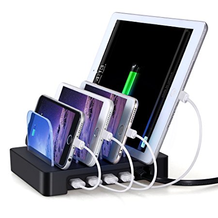 marsboy Detachable Universal Multi-Port USB Charging Station 24W 4-Port USB Charging Dock for Multiple Devices