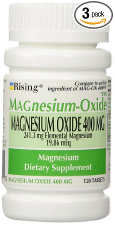 MAGnesium Oxide 400 mg Dietary Supplement Tablets - 120 Tablets (Pack of 3)