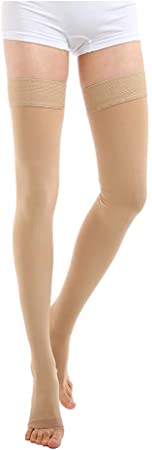 Medical Thigh High Compression Stockings 20-30 mmHg, Opaque Open Toe Compression Socks Firm  Support Graduated Compression Hose With Silicone Band Treatment Surgery,Edema,Nursing,Varicose Veins