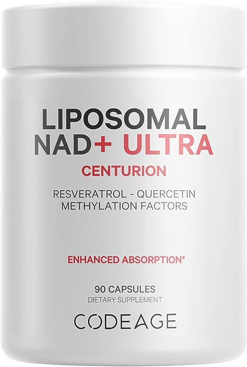 Codeage Liposomal NAD  Ultra Supplement - Resveratrol, Quercetin, Betaine, Riboflavin, Vitamin B12 Methylcobalamin - Methylation - Bioavailable - Energy Metabolism, Healthy Aging Support - 90 Count