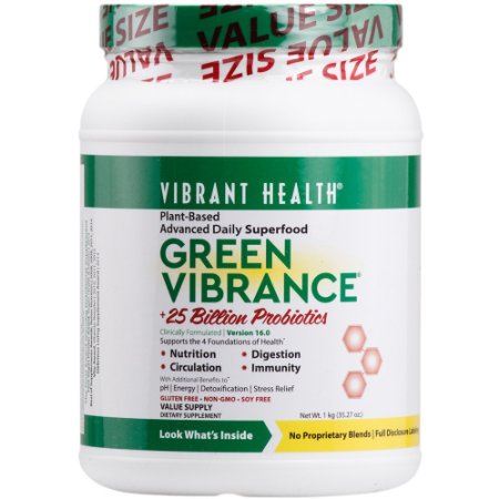 Vibrant Health - Green Vibrance - Plant-Based Daily Superfood   Probiotics and Digestive Enzymes, 84.5 servings, 35.27 OZ