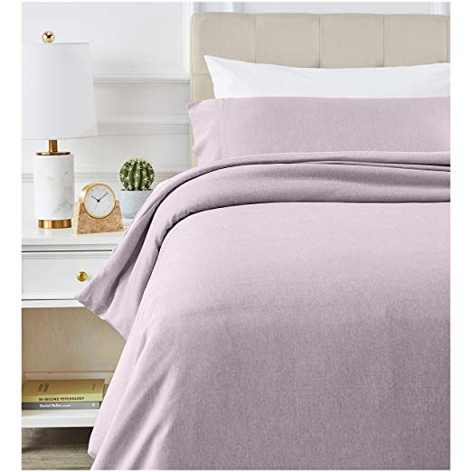 AmazonBasics Chambray Duvet Cover Set - Twin/Twin XL, Purple Dusk