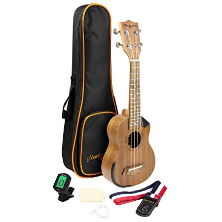 Martin Smith Concert Ukulele Starter Kit with Aquila Strings – Includes Online Lessons, Tuner, Bag, Strap & Spare Strings