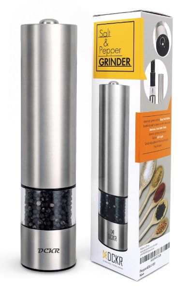 Salt and Pepper Electric Grinder - Spice Mill fine Adjustable Ceramic Blade with Stainless Steel - as the Grinders Automatic