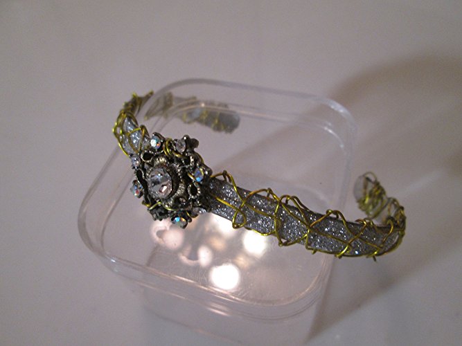 Glitter coated band crochet wire with rhinestones