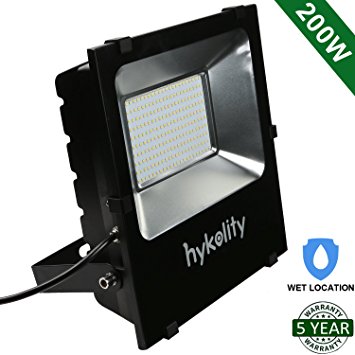 Hykolity LED Flood Light, 200W (1000W MH/HPS/HID Equivalent) 20000 Lumen 5000K Daylight White, Outdoor Floodlight Security Area Lighting Fixture, IP65 Waterproof