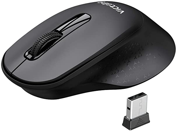 Wireless Mouse【Mini Portable & Ergonomic Design】VicTsing Quiet Computer Mouse with Independent Power Switch for 18 Month Battery Life, Easy Install to Laptop, PC, Mac, etc. - Black