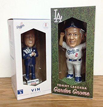 Vin Scully 2016 Bobblehead and Tommy Lasorda 2015 Gnome Los Angeles Dodgers STADIUM PROMO SGA