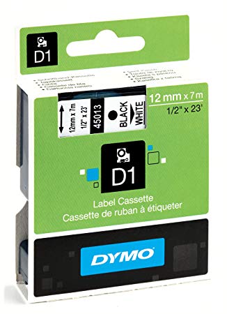 Dymo D1 S0720530 Standard Self-Adhesive Labels for LabelManager Printers, 12 mm x 7 m, Black on White