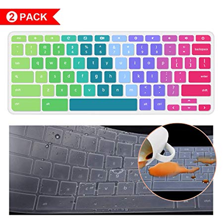 [2 PCS] Compatible with Asus chromebook 12.5 Keyboard Cover Skin,ASUS Chromebook C302CA Keyboard Cover, Keyboard Protector Skin for ASUS Chromebook Flip C302CA 12.5" Chromebook(Rainbow)