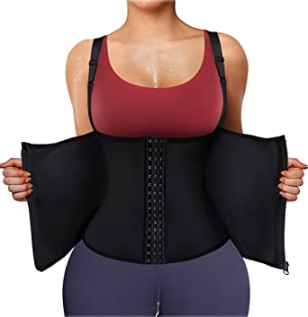 GAODI Women Waist Trainer Vest Slim Corset Workout Sweat Tank Top Zipper Compression Shirt Sauna Suit Body Shaper