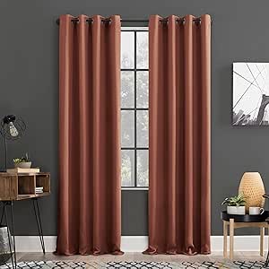 Sun Zero Soho 2-Pack Blackout Energy Efficient Grommet Curtain Panel Pair, 54" x 96", Terracotta