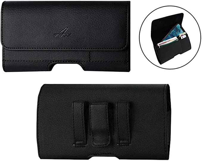 Agoz iPhone SE 2020 Holster, Leather Belt Clip Case for Apple iPhone 11 Pro, iPhone 7, iPhone XS, iPhone X, iPhone 6S 6 Pouch With Credit Card Holder, fits with Slim Protective Cover on -5.75"x3"x0.6"