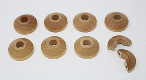 Visua Solid Wood Pipe Collars/Roses/Entry Points to fit 15mm Pipes. 4 Wood Finishes Available. Pack of 8. (Maple)