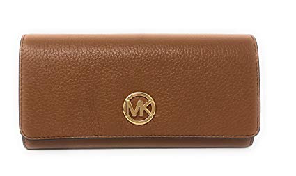 Michael Kors Fulton Flap Continental Carryall Clutch Wallet Purse in Luggage