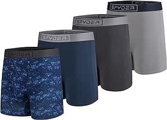 Spyder Mens Boxer Briefs 4 Pack Poly Spandex Performance Boxer Briefs Underwear