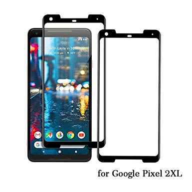 Google Pixel 2XL Screen Protector Tempered Glass, 2 Pack 9H Hardness Protector Film [HD Clear][Anti-Scratch] [Anti-Bubble] [Case Friendly] for Pixel 2 XL - Black
