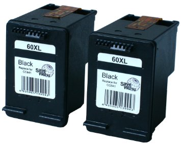 YoYoInk Remanufactured Ink Cartridge Replacement for HP 60XL (2 Black) with Ink Level Indicator