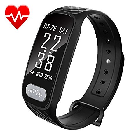 Fitness Tracker, ECG PPG Heart Rate Monitor with More Accurate HR Smart Wristband Blood Pressure Bracelet Pedometer Activity Tracker Call Remind Sleep Pattern Watch for Android IOS (Black-B)