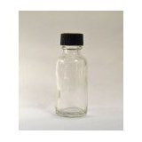Premium Vials B25-12CL Boston Round Glass Bottle with Cap, 1 oz Capacity, Clear (Pack of 12)