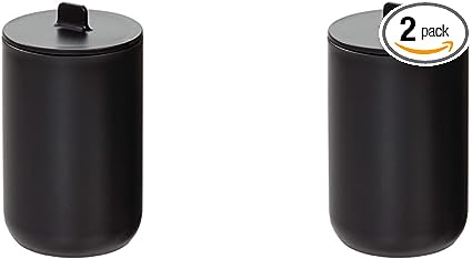 iDesign Cade Canister Bathroom Storage Jar with Lid for Bathroom, Vanity, Desk, Countertop, 3.14" x 3.14" x 5.09", Matte Black (Pack of 2)