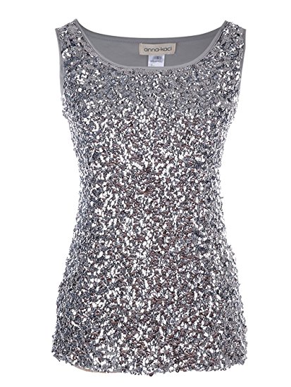 Anna-Kaci Sparkle & Shine Glitter Sequin Embellished Sleeveless Tank Top